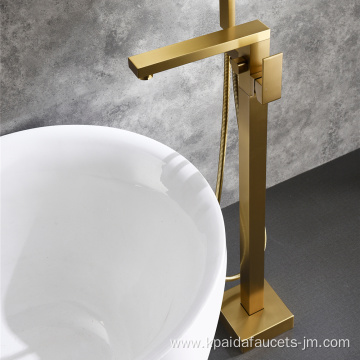 Brushed Gold Floor Freestanding Bathtub Faucet